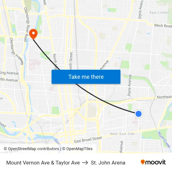 Mount Vernon Ave & Taylor Ave to St. John Arena map