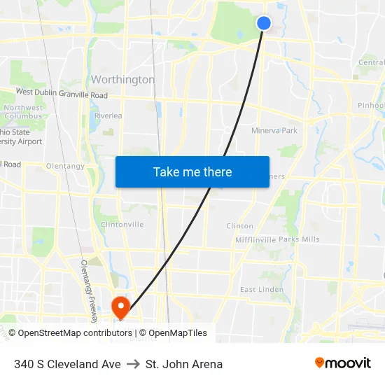 340 S Cleveland Ave to St. John Arena map