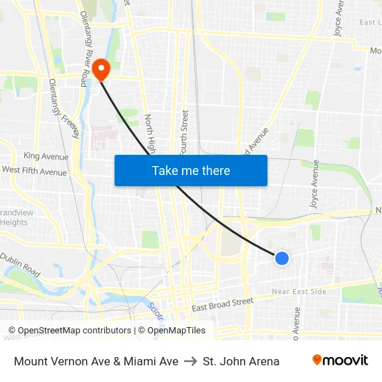 Mount Vernon Ave & Miami Ave to St. John Arena map