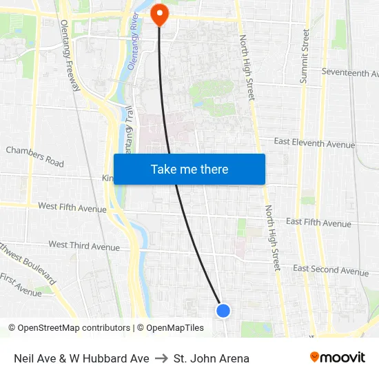 Neil Ave & W Hubbard Ave to St. John Arena map