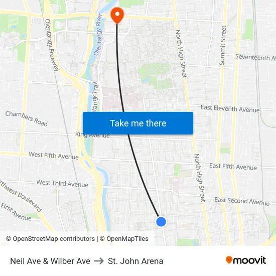 Neil Ave & Wilber Ave to St. John Arena map