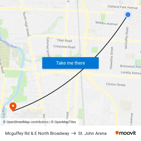 Mcguffey Rd & E North Broadway to St. John Arena map