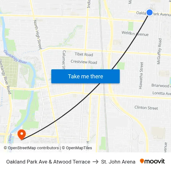 Oakland Park Ave & Atwood Terrace to St. John Arena map