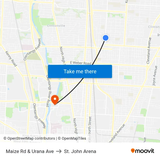 Maize Rd & Urana Ave to St. John Arena map