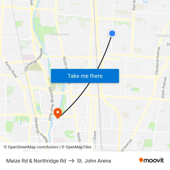 Maize Rd & Northridge Rd to St. John Arena map