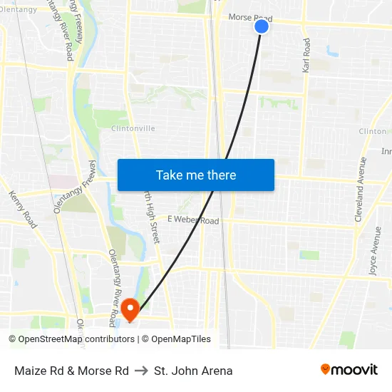 Maize Rd & Morse Rd to St. John Arena map