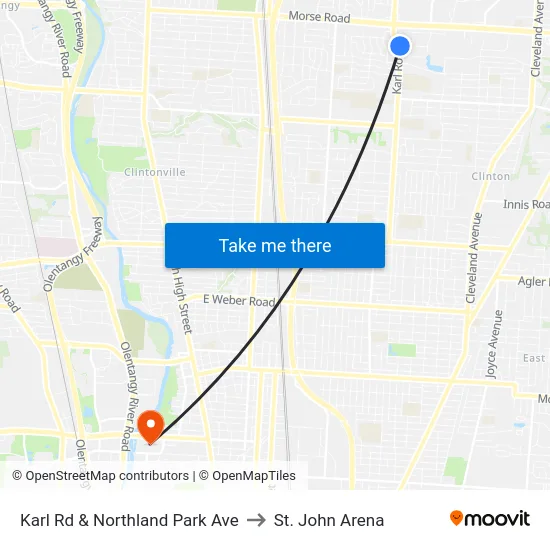 Karl Rd & Northland Park Ave to St. John Arena map
