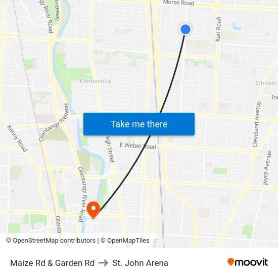 Maize Rd & Garden Rd to St. John Arena map