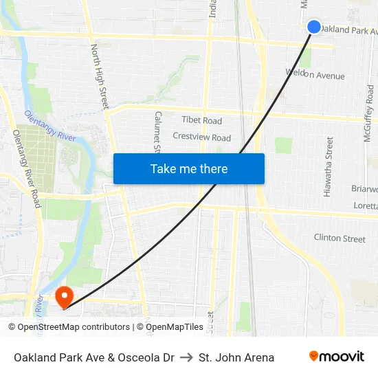 Oakland Park Ave & Osceola Dr to St. John Arena map