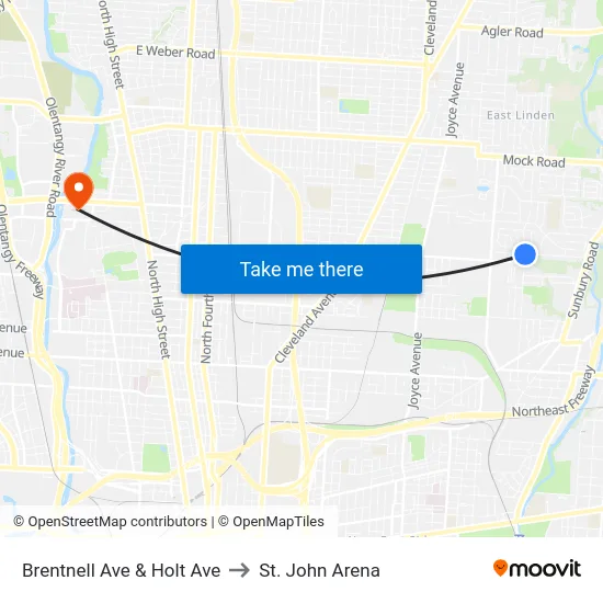 Brentnell Ave & Holt Ave to St. John Arena map