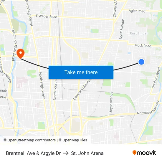 Brentnell Ave & Argyle Dr to St. John Arena map