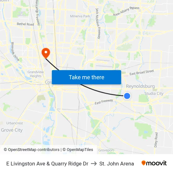 E Livingston Ave & Quarry Ridge Dr to St. John Arena map