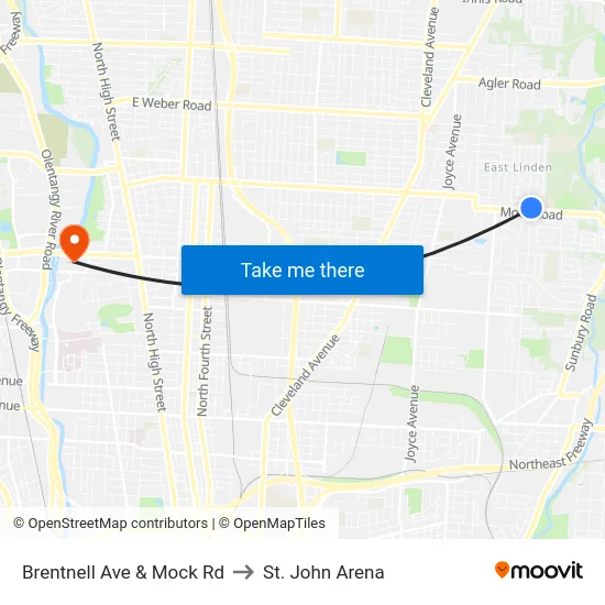 Brentnell Ave & Mock Rd to St. John Arena map