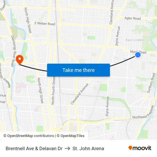 Brentnell Ave & Delavan Dr to St. John Arena map