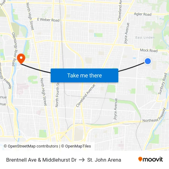 Brentnell Ave & Middlehurst Dr to St. John Arena map