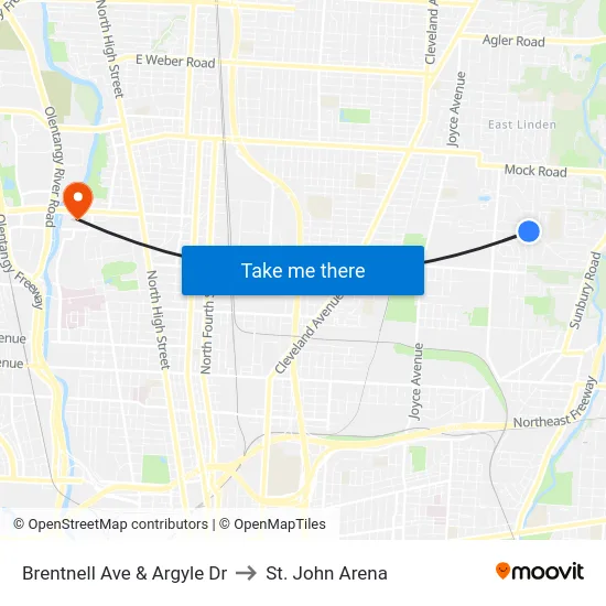 Brentnell Ave & Argyle Dr to St. John Arena map