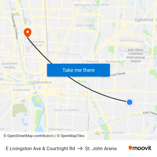 E Livingston Ave & Courtright Rd to St. John Arena map