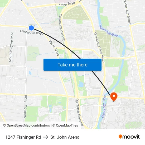 1247 Fishinger Rd to St. John Arena map