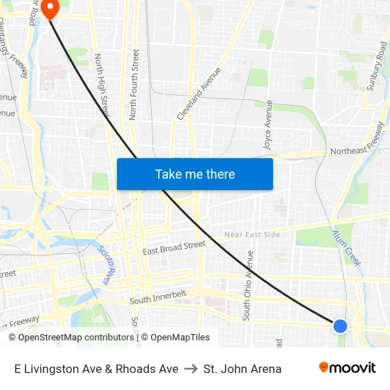 E Livingston Ave & Rhoads Ave to St. John Arena map