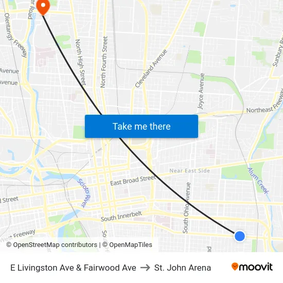 E Livingston Ave & Fairwood Ave to St. John Arena map