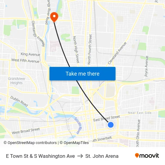 E Town St & S Washington Ave to St. John Arena map