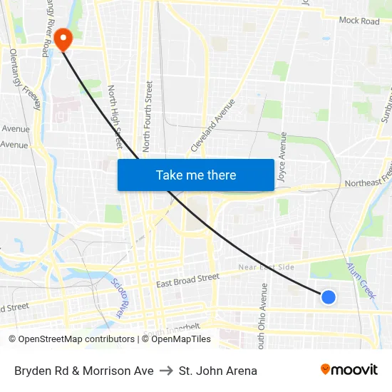 Bryden Rd & Morrison Ave to St. John Arena map