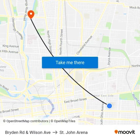 Bryden Rd & Wilson Ave to St. John Arena map