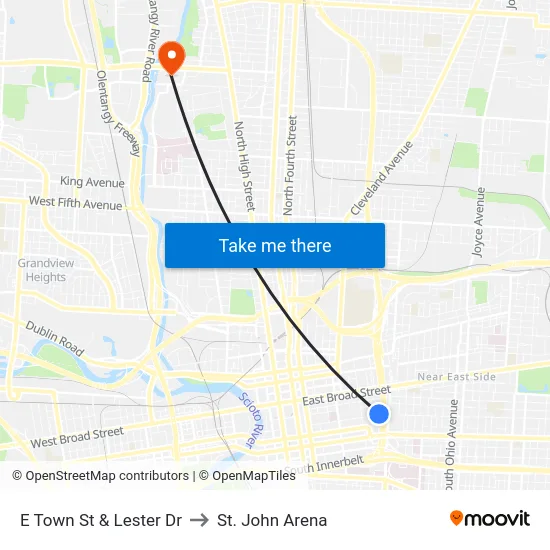 E Town St & Lester Dr to St. John Arena map