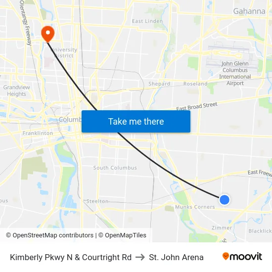 Kimberly Pkwy N & Courtright Rd to St. John Arena map