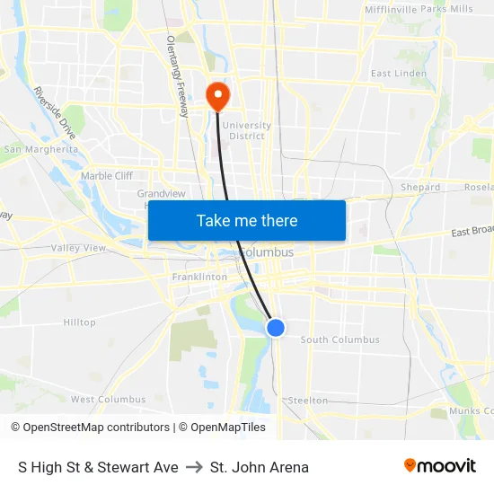 S High St & Stewart Ave to St. John Arena map