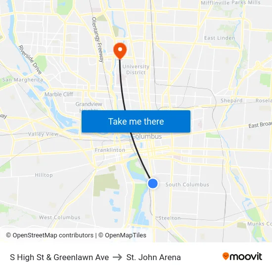 S High St & Greenlawn Ave to St. John Arena map