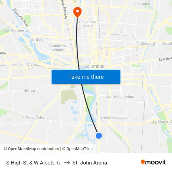 S High St & W Alcott Rd to St. John Arena map