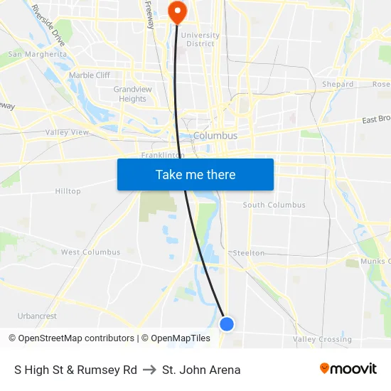 S High St & Rumsey Rd to St. John Arena map