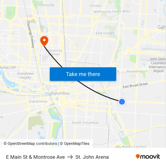 E Main St & Montrose Ave to St. John Arena map