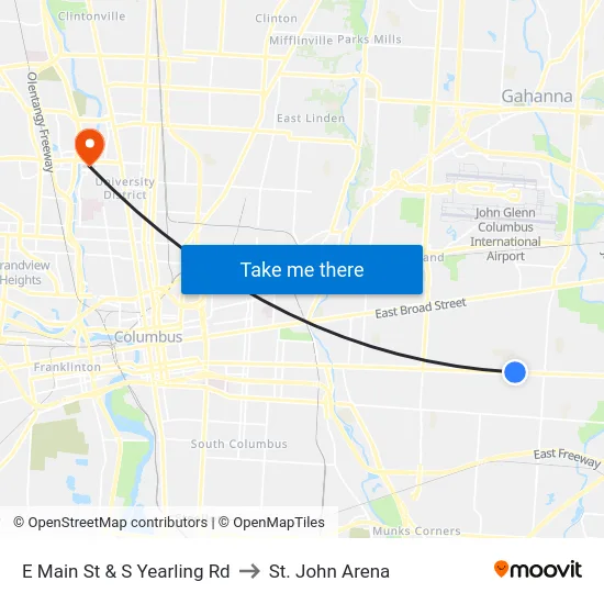 E Main St & S Yearling Rd to St. John Arena map