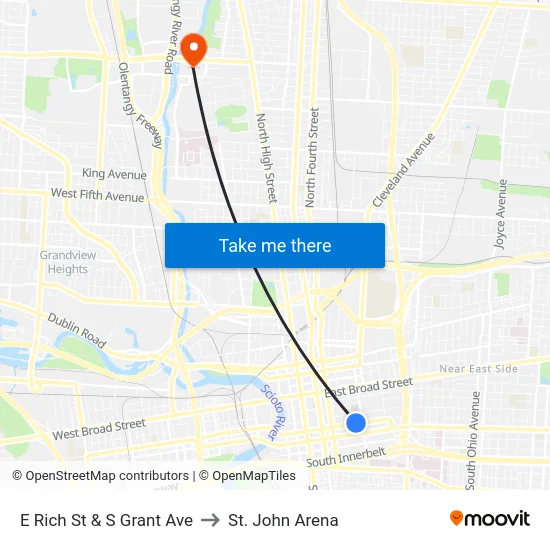 E Rich St & S Grant Ave to St. John Arena map