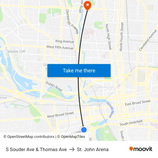 S Souder Ave & Thomas Ave to St. John Arena map