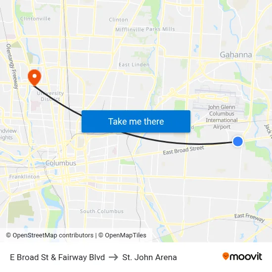 E Broad St & Fairway Blvd to St. John Arena map