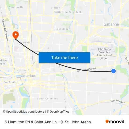 S Hamilton Rd & Saint Ann Ln to St. John Arena map