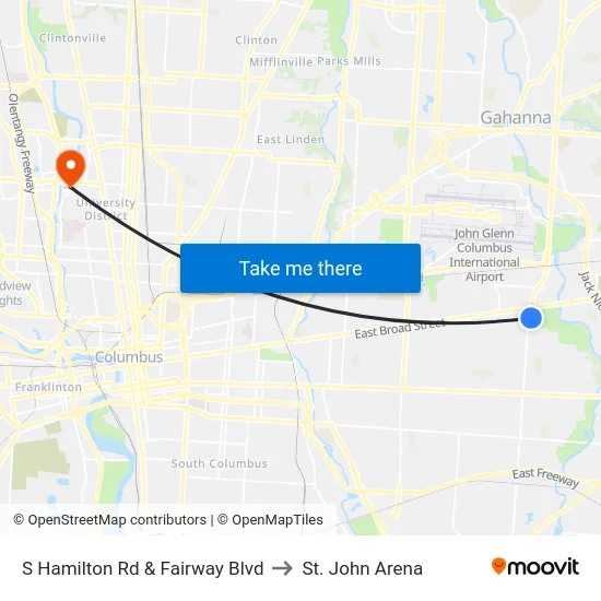 S Hamilton Rd & Fairway Blvd to St. John Arena map
