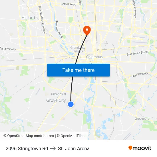 2096 Stringtown Rd to St. John Arena map