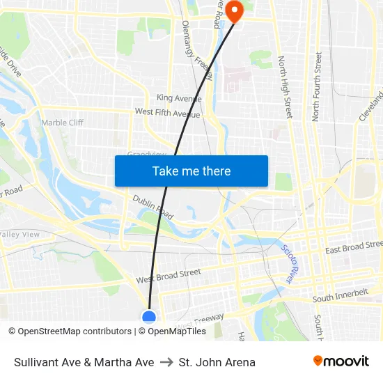 Sullivant Ave & Martha Ave to St. John Arena map