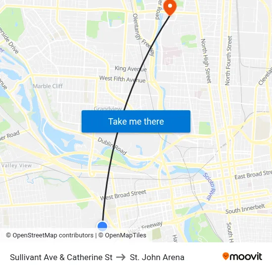 Sullivant Ave & Catherine St to St. John Arena map