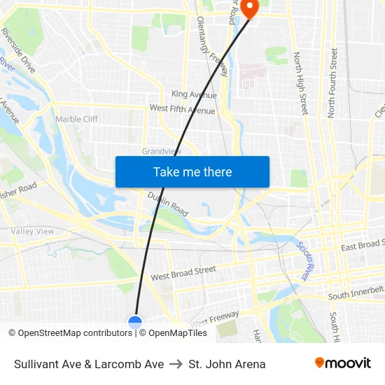 Sullivant Ave & Larcomb Ave to St. John Arena map