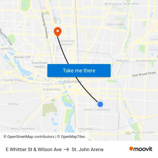 E Whittier St & Wilson Ave to St. John Arena map