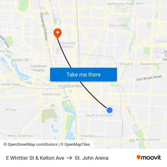 E Whittier St & Kelton Ave to St. John Arena map