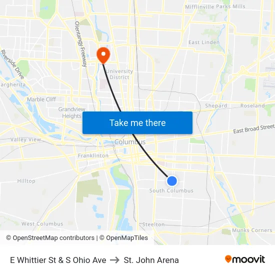 E Whittier St & S Ohio Ave to St. John Arena map