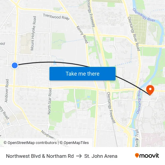 Northwest Blvd & Northam Rd to St. John Arena map