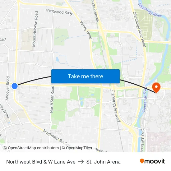 Northwest Blvd & W Lane Ave to St. John Arena map