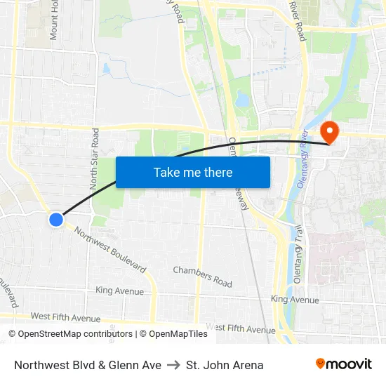 Northwest Blvd & Glenn Ave to St. John Arena map